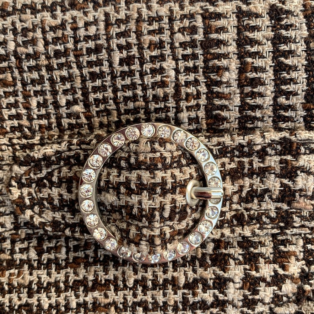 Large brown cream tweed clutch shoulder bag w/ rhinestone detail NWT Lane Bryant - Picture 9 of 14